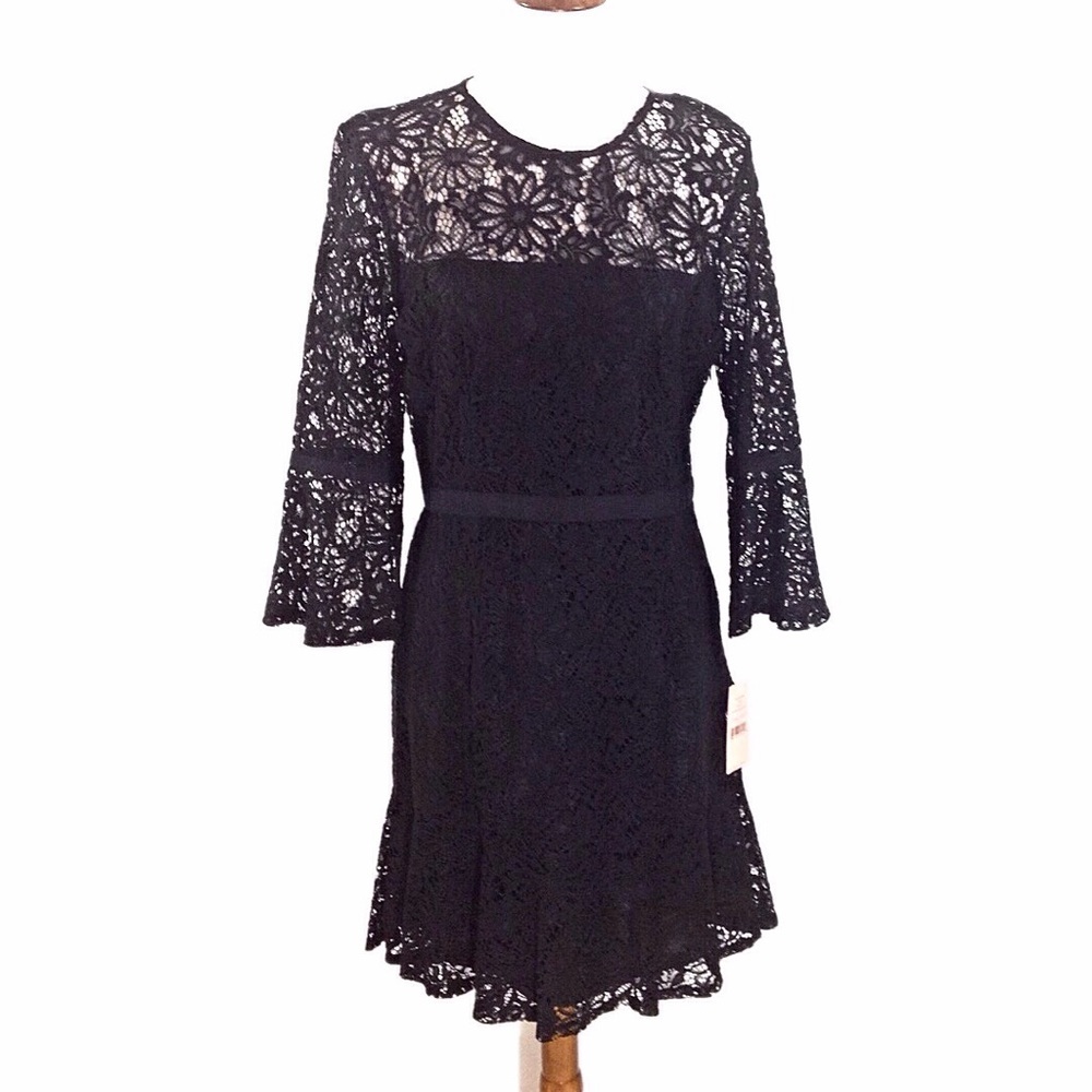 Nanette Lepore Black Lace Dress w/Bell Sleeve-NWT